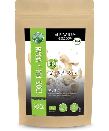 Organic raw Cashew Nuts Organic Cashew Nuts in Pieces from Certified Organic Farming Gluten-Free Lactose-Free Laboratory-Tested Vegan 100% Natural Cashew Nuts with no additives (500 GR) - Buy Online on GoSupps.com