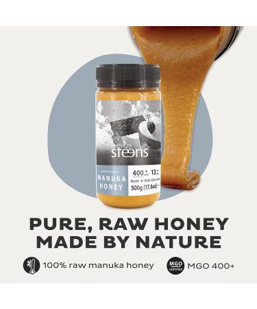 Steens Manuka Honey - MGO 400+ - Pure & Raw 100% Certified UMF 13+ Manuka Honey - Bottled and Sealed in New Zealand - 500g - Buy Online on GoSupps.com