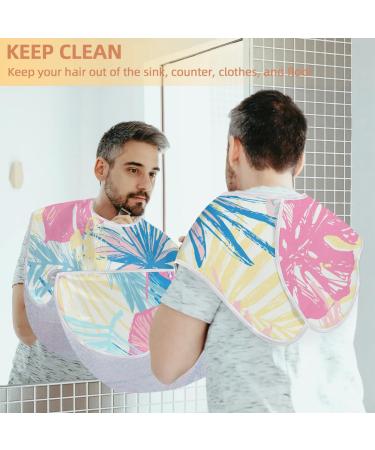 Colorful Tropical Leaf Beard Bib Apron - Waterproof Grooming Cape for Men | Perfect Gift - Non-Stick Hair Catcher with Suction Cups - Buy Online on GoSupps.com