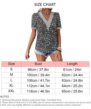 Naroote Womens Blouse Easy Matching Womens T Shirt Casual Lace Stitching Casual V-Neck for Beach XX-Large Black - Buy Online on GoSupps.com