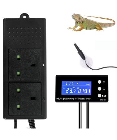 XIEHUZA Digital Dimming Thermostat Day & Night Timer Reptile Temperature Controller PID Dimmer Thermostat Socket for Incubation Heat Lamp Terrarium Aquarium with Waterproof Sensor Probe - Buy Online on GoSupps.com
