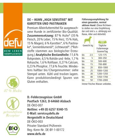 Defu Organic Chicken Dog Food | Cereal-Free Premium Wet Feed | 12 x 200g High Sensitivity Formula - Buy Online on GoSupps.com