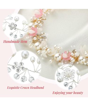 Retrowavy Pink Flower Girl Headpiece Set - Rhinestone Crystal Wedding Bridal Headbands for Girls and Babies - Buy Online on GoSupps.com