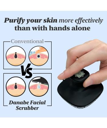 DANABE Porcelain-Skin Facial Polishing Brush - Non-Slip Silicone Scrubber | Korean Beauty Face & Body Exfoliator | Portable Black Facial Cleansing Brush - Buy Online on GoSupps.com