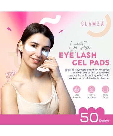 Glamza Eye Lash Gel Pads - 50 Pairs of Eyelash Lash Extension Under Eye Gel Pads Lint Eye Patches Beauty Tool - 50 PAIRS - Buy Online on GoSupps.com