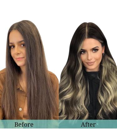 Doores Clip-In Real Hair Extensions 22 inch | Balayage Natural Black to Light Blonde 120g | 7 Pieces Remy Hair Extensions - Buy Online on GoSupps.com