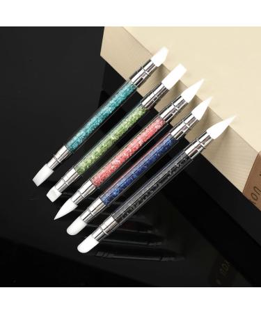 5PCS Nail Art Sculpture Pen Set - Dual Tipped Silicone Cuticle Pusher & Resin Rhinestone Tools for 3D Nail Art Design - International Shipping Available - Buy Online on GoSupps.com