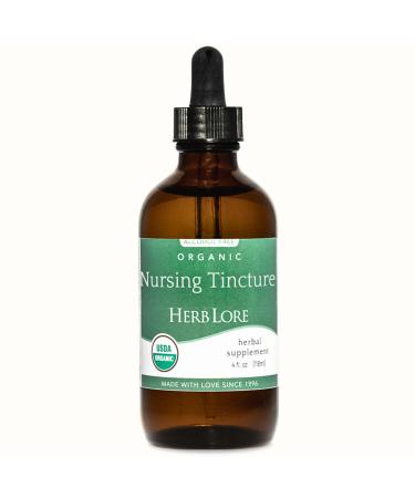 Herb Lore Organic Nursing Tincture Liquid Lactation Support Drops to Increase Breast Milk Supply with Moringa and Fennel Fenugreek-Free Breastfeeding Supplement (4 fl oz)