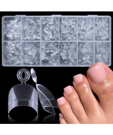 AddFavor 600pcs Toe Nail Tips Soft Gel x Nail Tips Toenails Clear Fake Nails Square Half Cover Acrylic False Toes Nails for Toe Nails Extension Press on Toenails Making Pattern C