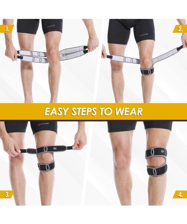 Patellar Tendon Support Strap 2 Pack - Reduce Knee Pain with Patella Stabilizer Brace - Non-Slip Silicone Buttons - Upgraded Design for Patellar Tendonitis Relief - One Size Fits All - Buy Online on GoSupps.com