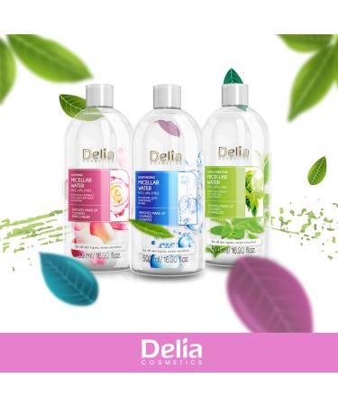 Delia Cosmetics - Purifying Micellar Water - Facial Cleanser with Green Tea Extract and Avocado Oil - Deep Cleansing Refreshing - Reduces Sebum Production - 500 ml - Buy Online on GoSupps.com