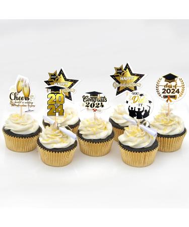 Ercadio 24 Pack Congrat 2024 Grad Cupcake Toppers Class of 2024 Cupcake Picks Happy Graduation Cupcake Toppers You Did It Cake Toppers for Graduation Theme Party Cake Decors Supplies Pattern 4 - Buy Online on GoSupps.com