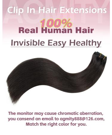 Agmity 100% Real Hair Clip-In Extensions - 35cm Natural Black - 7 Pieces 110g Remy Human Hair for Easy Clipping - Buy Online on GoSupps.com