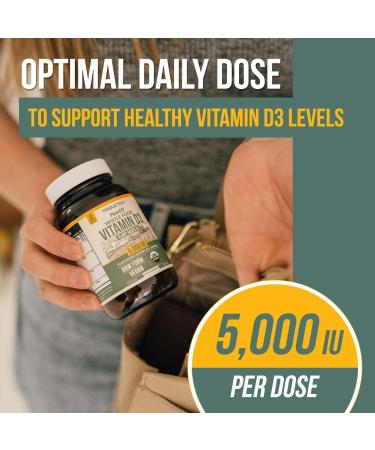 Organic Vitamin D3 5000 IU - Plant-Based Cholecalciferol, Vegan & Gluten-Free - 60 Capsules - Buy Online on GoSupps.com