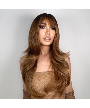 Nayasa Light Brown Wig for Women with Bangs | 24 Ombre Brown Synthetic Wig for Daily & Party Use - Buy Online on GoSupps.com