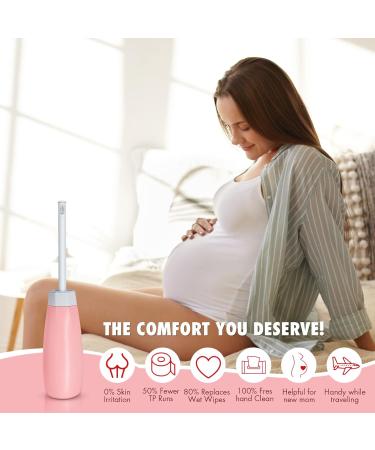 Portable Bidet for Travel - 400ml Peri Bottle for Postpartum Care | Waterproof Handled Bidet in Pink - Buy Online on GoSupps.com