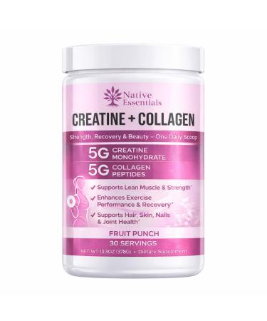 Native Essentials Creatine for Women + Collagen Peptides 5g Each - Muscle Beauty Performance
