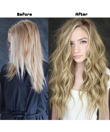 Blonde Hair Extensions Long Wavy 20inch 4pcs Clip in Synthetic Hair Extensions for Women Double Weft.(Ombre Ash Brown to Bleach Blonde) 8ah613# - Buy Online on GoSupps.com