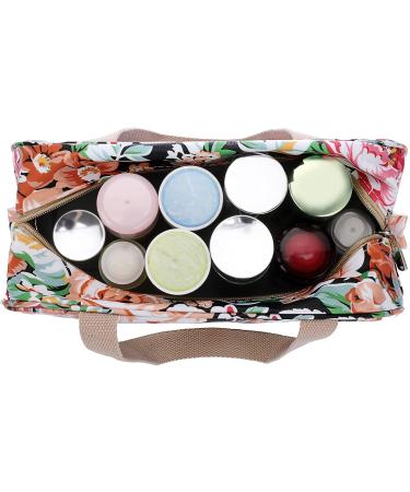 IGNPION Large Waterproof Travel Toiletry Bag - Black Flower Print | Makeup Organizer, Cosmetic & Gym Bag for Women - Buy Online on GoSupps.com