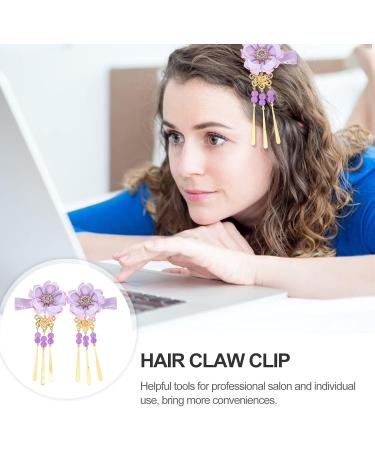 Minkissy Rhinestone Hair Clip 1 Pair Japanese Style Hair Clips Tassel Flower Kimono Traditional Hairpins Barrette Hair Clamp Bride Hanfu Accessory for Womens Girls (Purple) Hair Styling Accessories - Buy Online on GoSupps.com