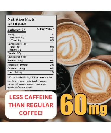 Coffee + Lion's Mane Mushrooms | Best Canadian Brand | 15-Cups of Instant Mushroom Coffee | Organic Ingredients | Great Gift or Stocking Stuffer - Buy Online on GoSupps.com