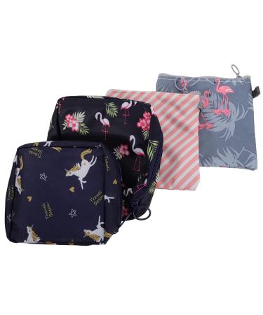 Exceart 4 pieces of storage bags for women's bandages napkin pocket tampon bag holder upholstery pockets for the period mint bags outdoor handbag made of cotton snap