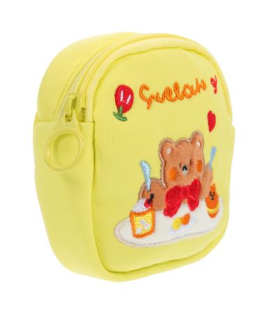 Cabilock aunt's towel-storage bag decorative period bag for menstrual taping storage bags for cash bags for women's bandages student wallet cotton japanese yellow 13x13cm