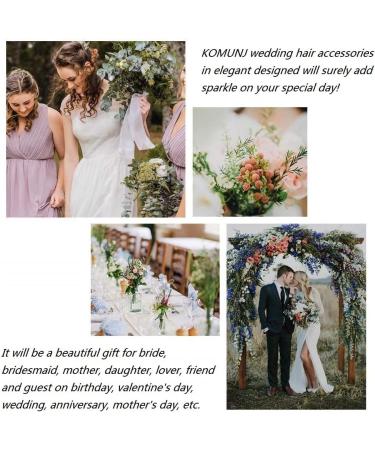 KOMUNJ Silver Bride Headband Crystal Bridal Hair Accessories Crystal Headpieces Flower Headband Bridal Hair Pieces Pearl Hair Accessories for Women and Girls (Silver) - Buy Online on GoSupps.com