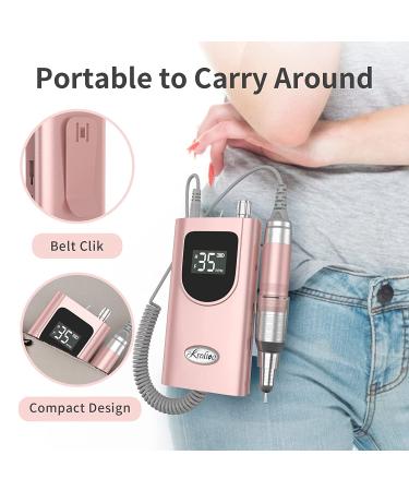 35000RPM Professional Nail Drill Machine - Kredioo Pro Electric Drill for Acrylic Nails | Rechargeable & Portable | 6 Bits & Sanding Bands | Cordless Efile for Gels | Manicure Salon - PINK - Buy Online on GoSupps.com