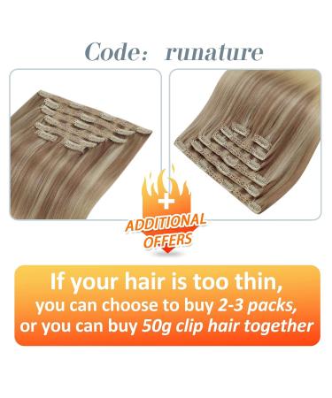 Buy Runature Balayage Clip In Hair Extensions - Real Hair 30cm 7pcs 80g - #18/22 & #18/26 - Perfect for International Shipping - Buy Online on GoSupps.com