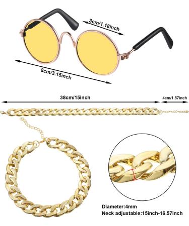 7-Piece Pet Sunglasses Gold Chain Costume Set for Cats and Dogs - Funny Cute Cat Glasses Retro Cosplay - Vivid Colors & Lovely Style - Buy Online on GoSupps.com