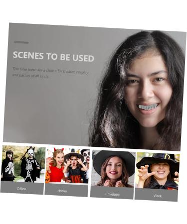 Lurrose 3 Sentences Toothpaper for Braces | Custom Silver Diamond Tooth Caps | Zombie Artificial Teeth with Strass Decor - Buy Online on GoSupps.com