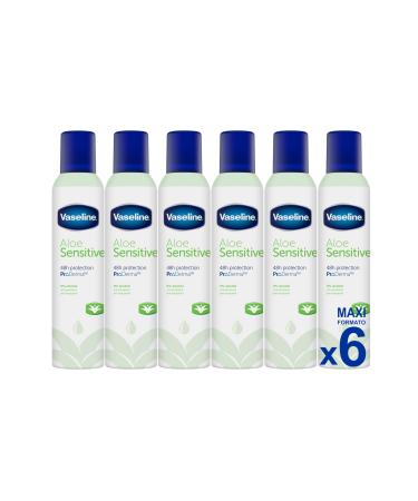 Vaseline Aloe Sensitive 48h 250 ml | 0 % d'alcool (lot de 6) 250 ml (Lot de 6)