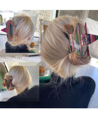 Starry Sky & Stripe Hair Claw Clips 3.3 Inch - Medium Large Acrylic Claw Clips for Women - Cute Hair Accessories for Thick & Thin Hair - Buy Online on GoSupps.com