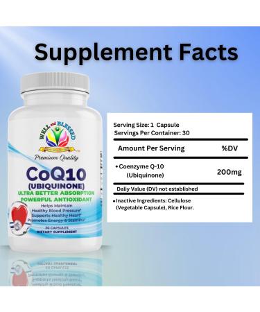 CoQ10 Ubiquinone 30 Capsules - Ultra Absorption Boosts Energy & Stamina - Vegan No Artificial Additives - Shop Worldwide - Buy Online on GoSupps.com
