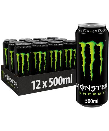Monster Energy - caffeinated energy drink with classic energy taste - in practical disposable cans (12 x 500 ml)