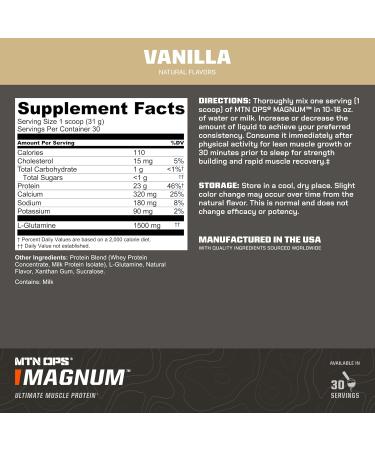 MTN OPS Magnum Vanilla Protein Powder 23g of Whey Isolate Protein & Milk Protein with BCAAs Zero Sugar & Gluten Free 30-Servings Vanilla Milkshake - Buy Online on GoSupps.com