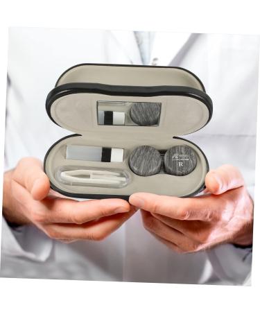 Homsfou 4 Set Glasses Case & Contact Lens Holder - Dual Purpose Leather & Metal Travel Organizer - Buy Online on GoSupps.com