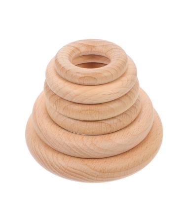 Toyvian 6st Molar wooden circle Accessories unfinished wooden ring Accessories for bite rings made of wood for babies wood wood rings made of wood -wood ring beech born molars