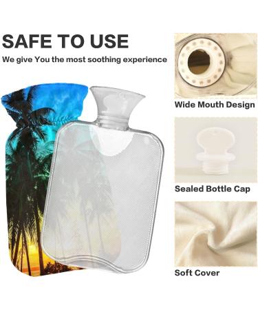 Naanle 2L Hot Water Bottle with Lid - Coconut Palms | Transparent Hot Water Bottle for Menstrual Cramps Relief & Heat Therapy - Buy Online on GoSupps.com