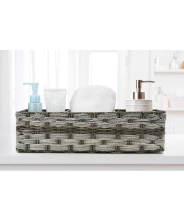 Rustic Farmhouse Toilet Paper Storage Basket with 3 Section Holder - Grey Bathroom Organizer - Buy Online on GoSupps.com