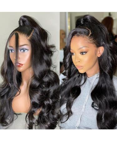 Pizazz 13x4 Lace Front Wigs Human Hair Pre Plucked with Baby Hair 150% Density brazilian Body Wave Human Hair Wigs for Black Women 9A Glueless Lace Frontal Wigs Natural Color (20 Inch) 20 Inch Natural Black Color