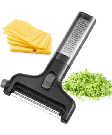 2-In-1 Adjustable Wire Cheese Slicer - Cheese Grater for Parmesan, Mozzarella and Cheddar Cheese, Durable Lemon Zester Grater, Cheese Shredder and Adjustable Wire Cheese Cutter - BPA Free