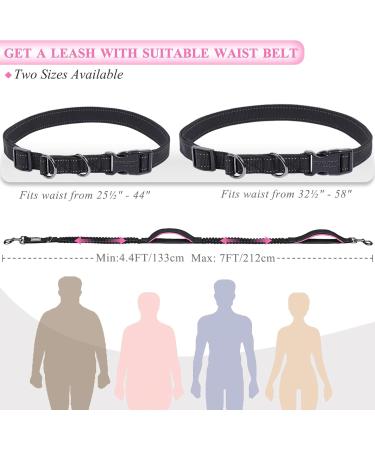 Vivaglory Free-Handed Dog Leash - Double Anti-Shock Bungees Padded Handles Reflective Waist Running Leash for Medium & Large Dogs - Black/Pink M (Fits Waist 83-147cm) - Buy Online on GoSupps.com