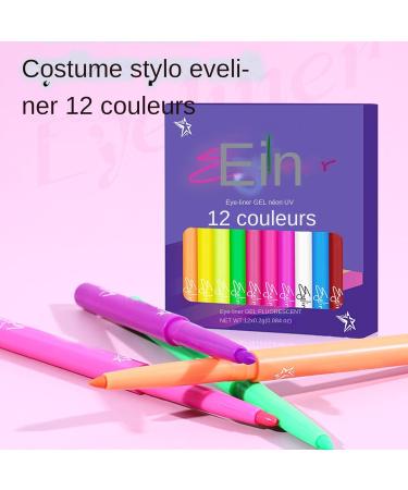 Eye-liner liquide color eye-liner color | Liner liquide fluorescent UV 12 couleurs imperm able s chage rapide - Accessoires de festival hautement pigment s et durables pour les festivals de musiqu - Buy Online on GoSupps.com