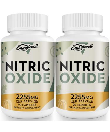 Nitric Oxide Boost - Nitric Oxide Precursor Blend & Nitric Oxide Phytonutrient Blend Supplement for Blood Flow Oxygenation and Blood Pressure Energy- 90 Capsules (2 Bottle) 90 Count (Pack of 2)