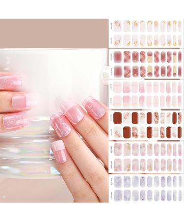  Morain gel nail strips for women 20 pack semi-cured gel nail wraps long lasting gel stickers with soft shiny gel finish semi-cured nail strips with UV lamp french tip strips - Buy Online on GoSupps.com