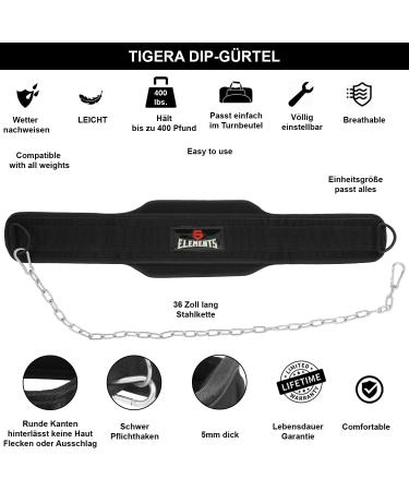 5 Elements Fitness Dip Belt with Chain - Ultimate Dipping & Pull Up Belt for Men & Women | CrossFit Weightlifting & Bodybuilding Training Gear - Buy Online on GoSupps.com