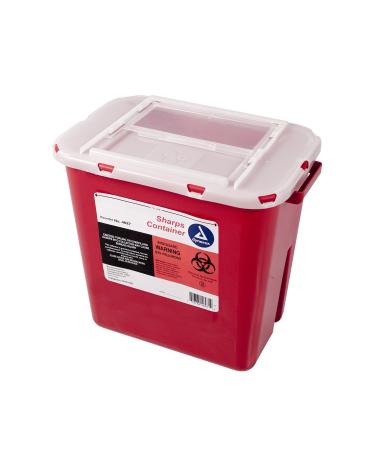 Dynarex Sharps Container - Biohazard Multiple-Use Needle Disposable - Puncture Resistant - One Handed Use - 2 Gallon 2 Gallon (Single)