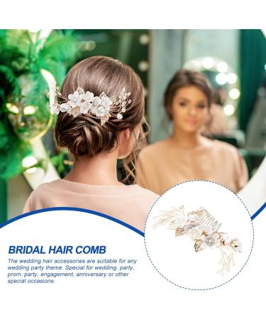 ibasenice Gold Artificial Flowers Crystal Ab Rhinestones Wedding Hair Comb Hair Combs for Women Accessories Wedding Hair Clips for Brides Wedding Comb Child Vintage White Gold Rhinestone - Buy Online on GoSupps.com
